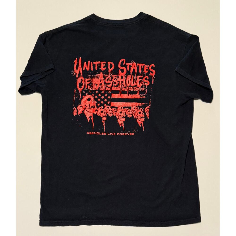 Assholes Live Forever ALF United States of Assholes T-Shirt Skull Flag Small - Picture 3 of 6